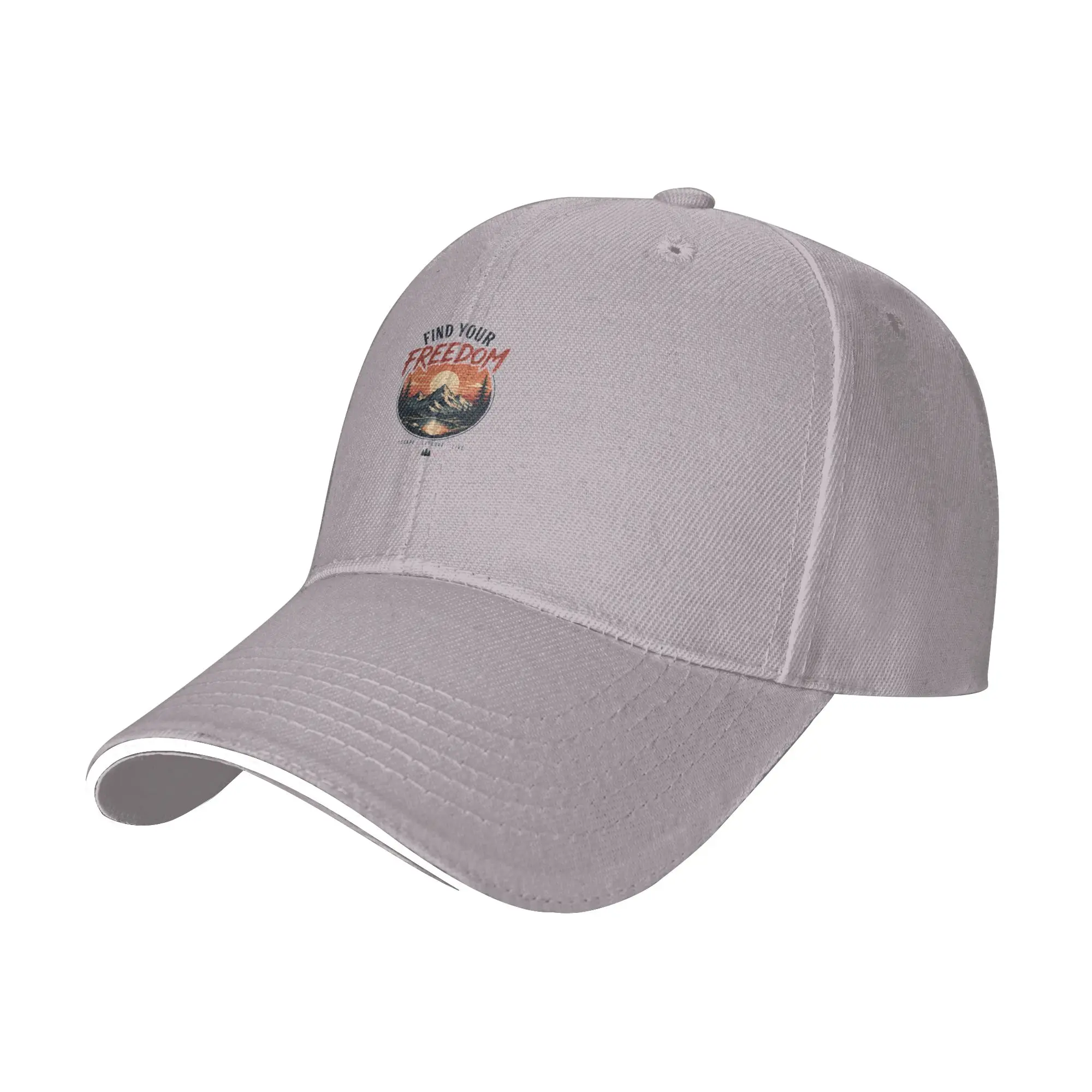 Hot Sale Find Your Freedom   Retro Mountain Sunset Baseball Cap  Leisure Black Cap  Street Dance Black Cap