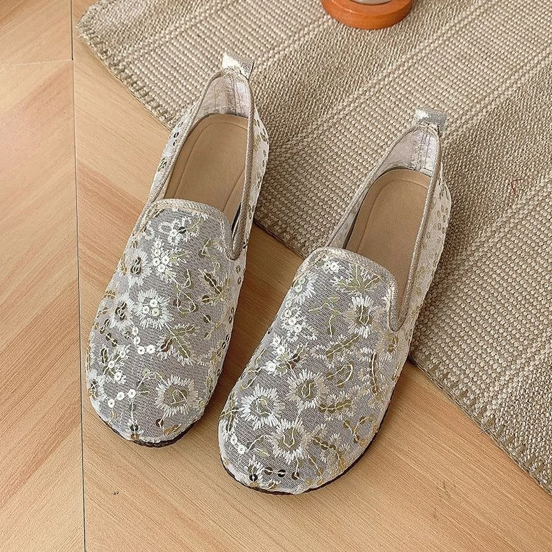 

Summer New Women Fisherman Shoes Breathable Mesh Cutout Flats Non-Slip Soft Sole Casual Loafers Lightweight Ventilated Comfort