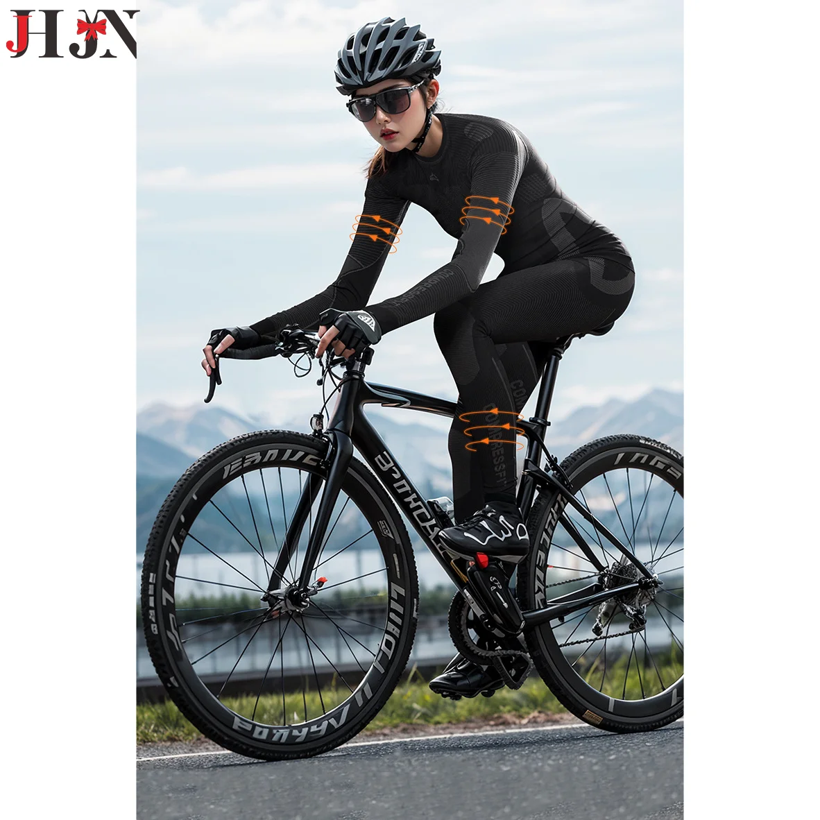 JHJN Cycling Speed Drying Clothes Warm  Pressurized Tight Fitting Women's Style Outdoor Cycling Ski Underwear Fitness Sportswear