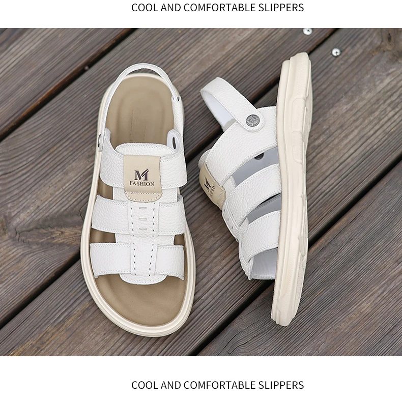Herren Casual Leder-Strandsandalen Sommer Neue Atmungsaktive Leichte Rutschfeste Weichsohlige Slides für Spaziergänge und Outdoor-Sport – Detail 15