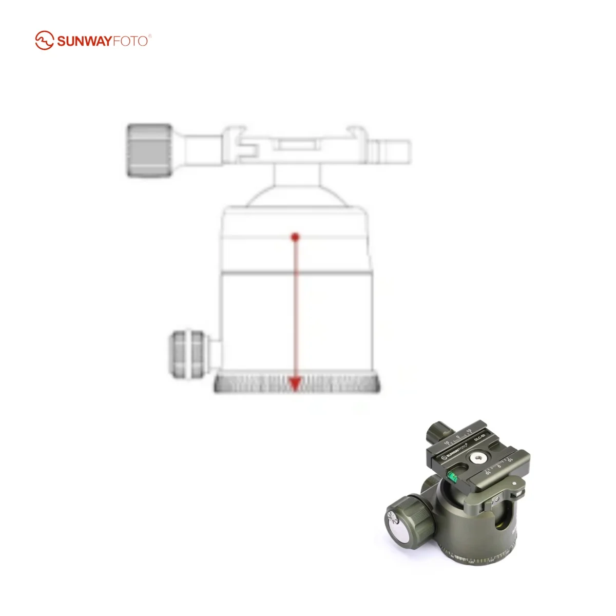 SunwayFoto XB-44DLG Low-Profile Ball Head with Duo-Lever Clamp DLC-50
