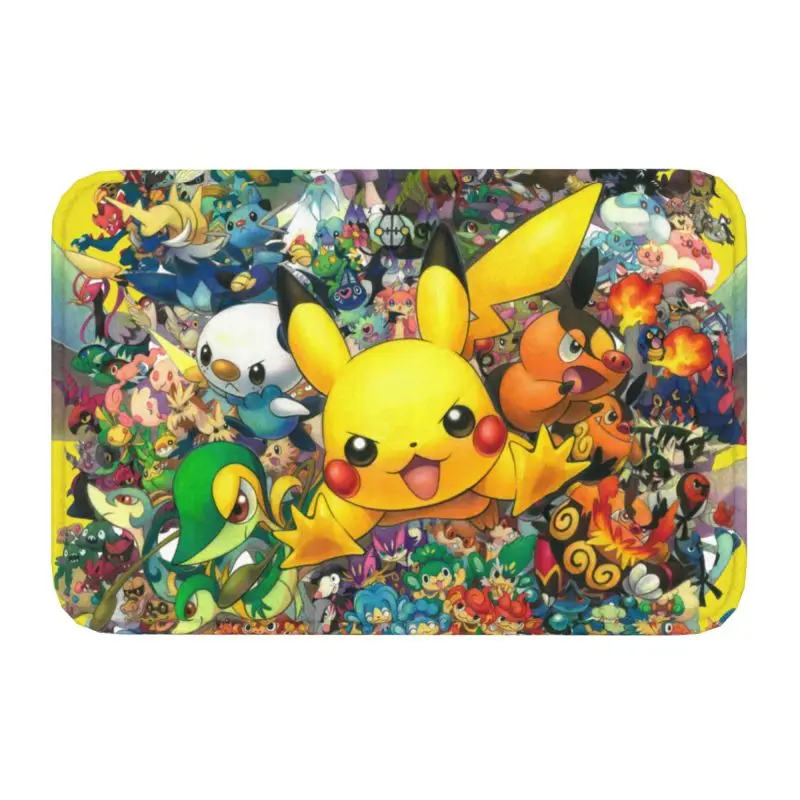 Custom Pokemon Pikachu Front Floor Door Entrance Mat Outdoor Kitchen Bathroom Doormat Garden Carpet Rug