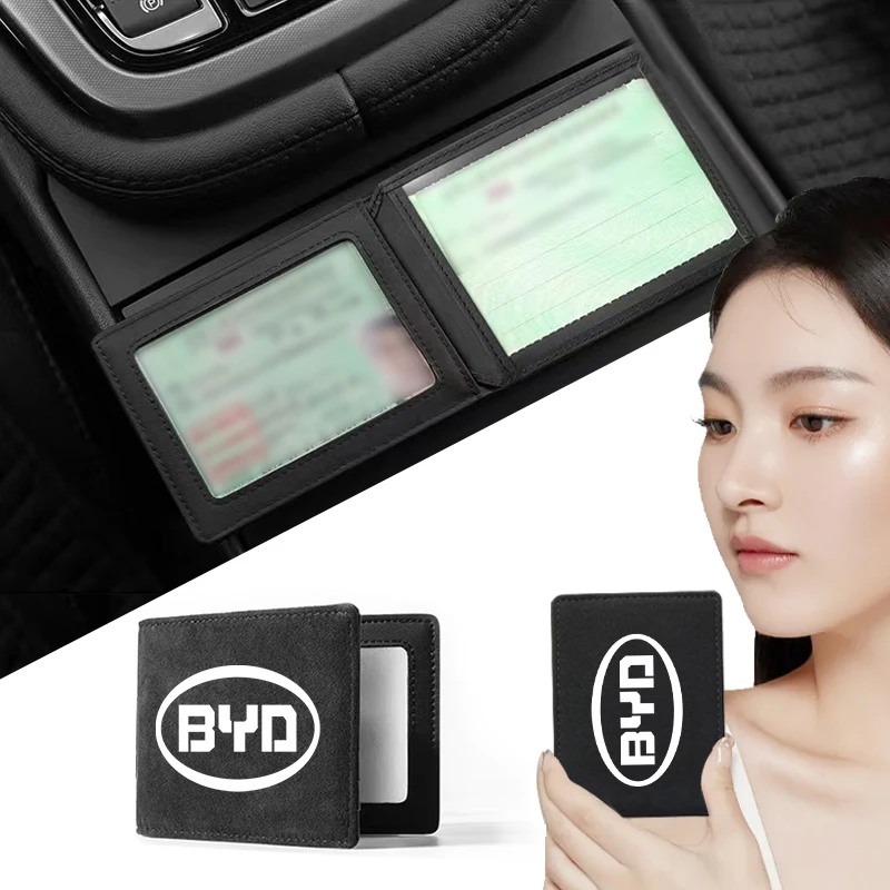 Car LOGO Driver License Cover Identity Card Bag Wallet Accessories For BYD Qing Song Tang Yuan F3 F0 S6 S7 E5 E6 M6 G3 G5