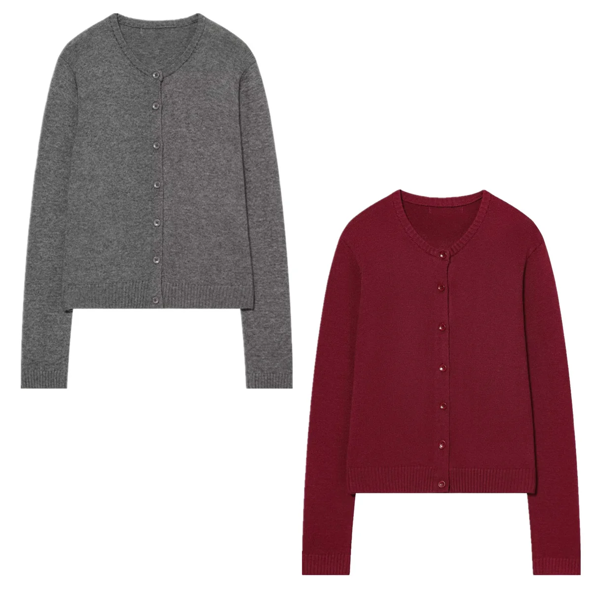 

Jenny&Dave Spring French Minimalist Grey Burgundy knitted Tops Women's Sweater Knitwear Woman Clothing Woman Clothes Cardigan
