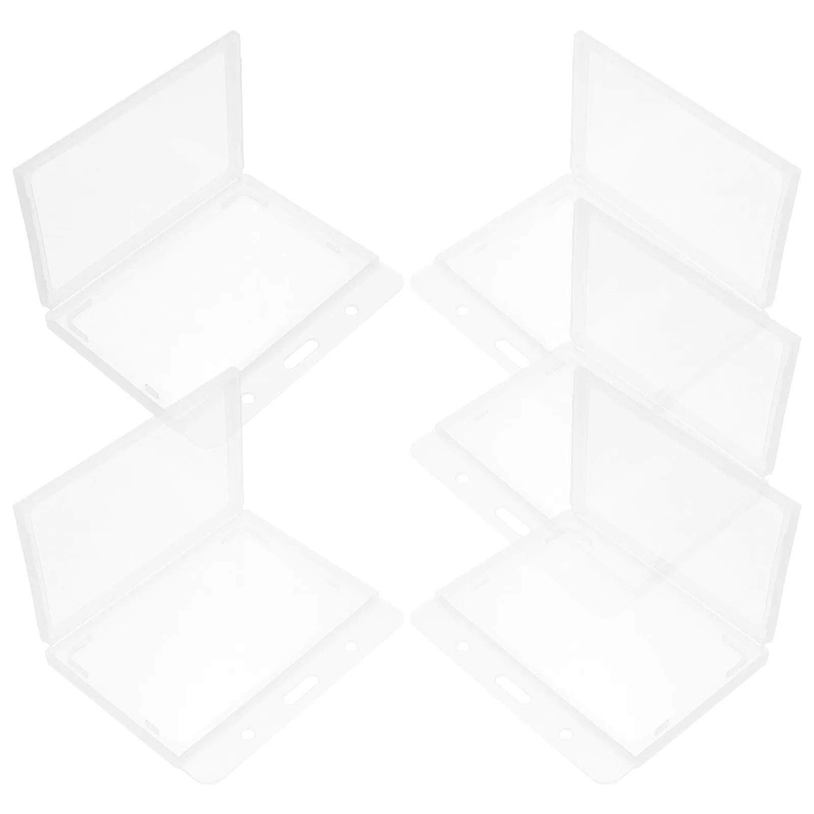 

5pcs Work Badge Holder Id Tag Holders Hard Plastic Horizontal Frosted Name Card Holder For School Office Outdoor Transparent