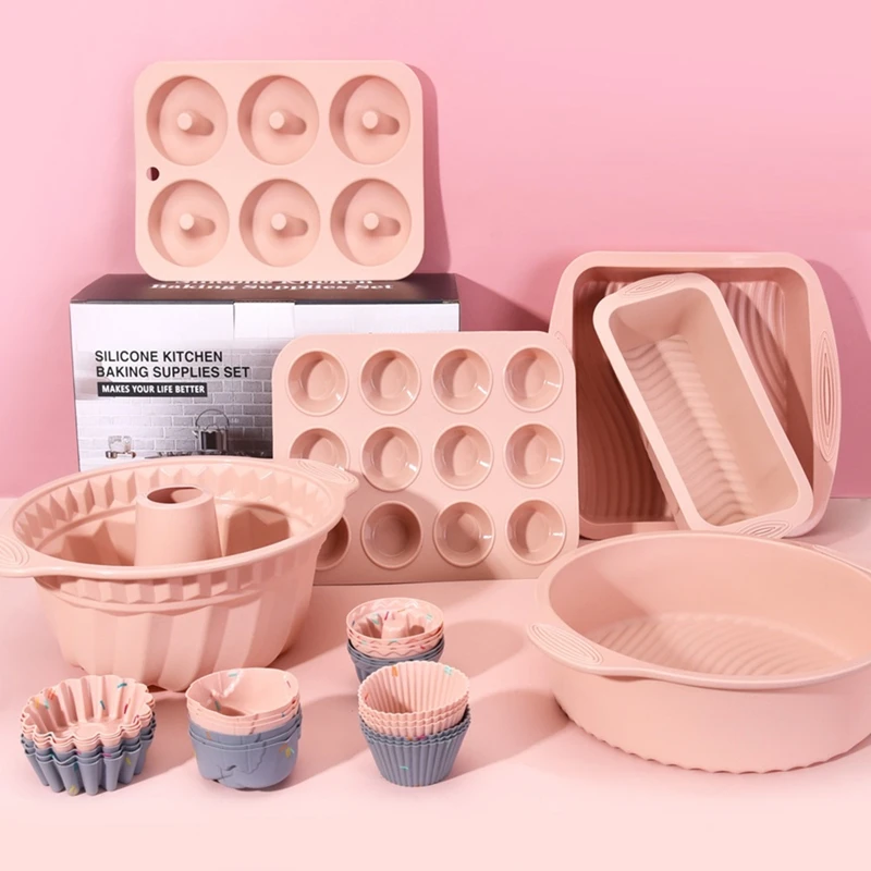 مقالي خبز الكيك المصنوعة من السيليكون وقوالب الخبز وأكواب المافن السيليكونية ومجموعات خبز الكيك