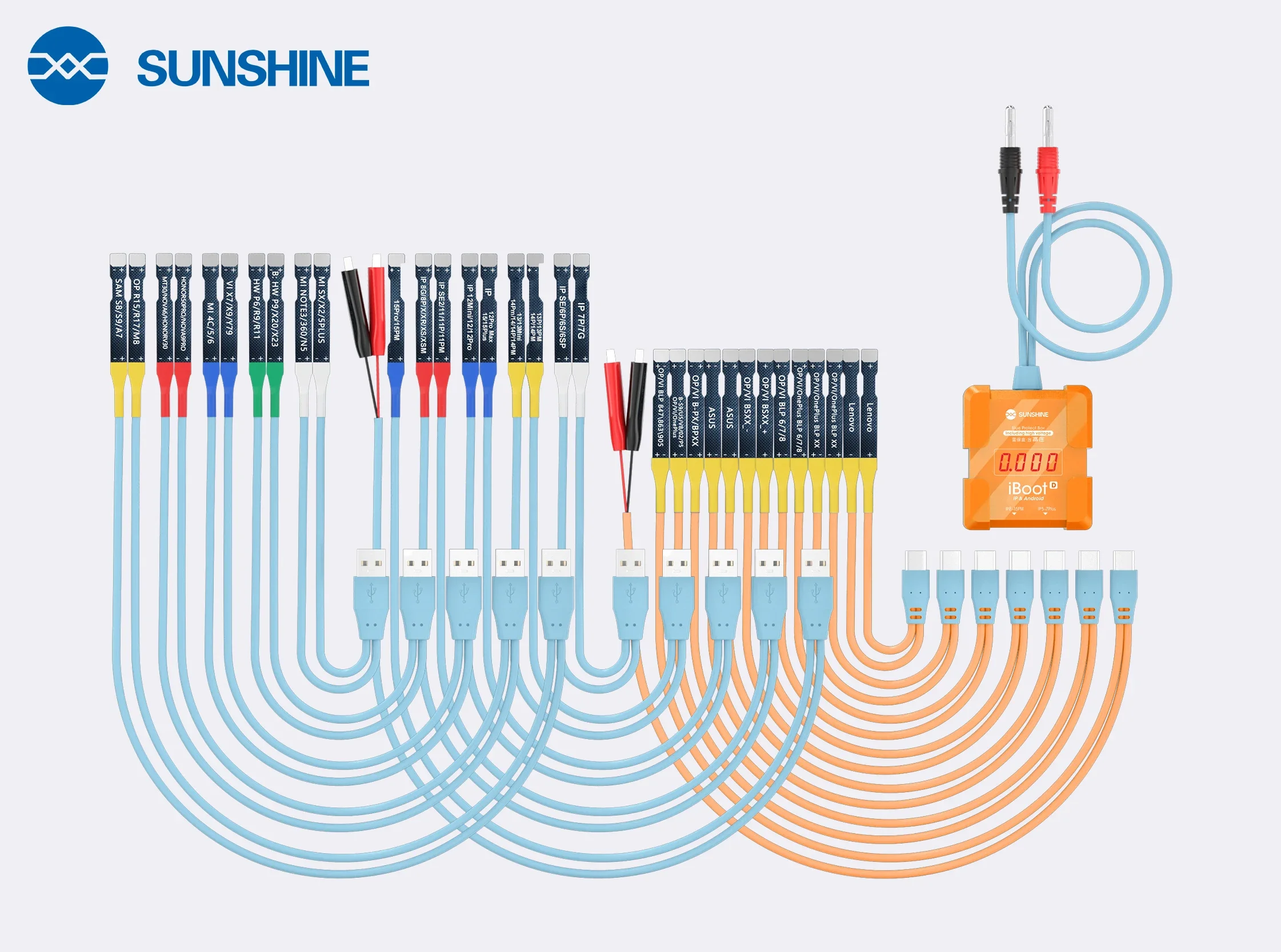 

SUNSHINE iBoot A B C D Mobile Phone Repair Power Test Cable 8V High Voltage Boot Support for iPhone 7-15 Pro Max Samsung Huawei