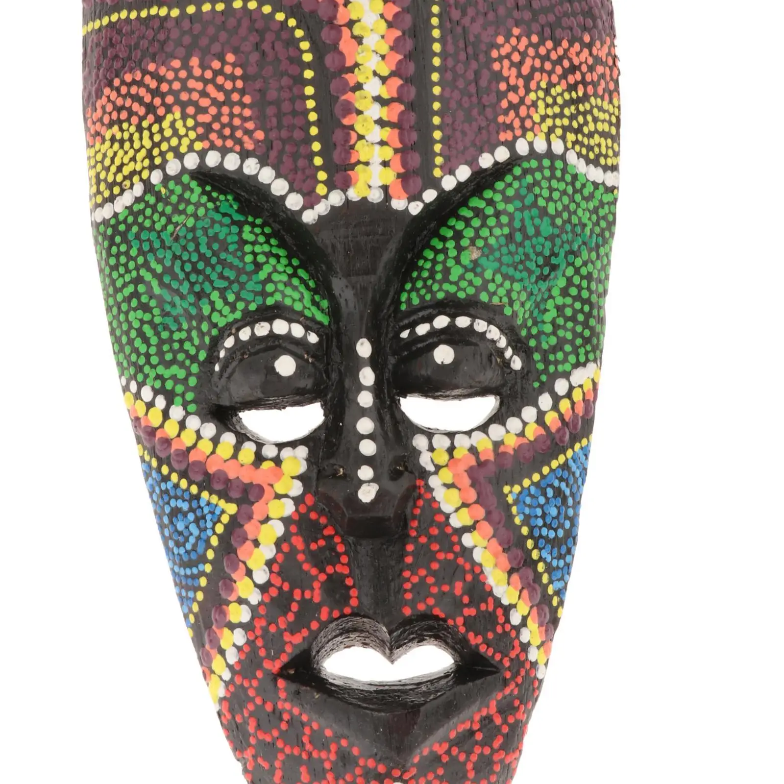 Thai Solid Wood African Mask Painted Wall Mounted Decor Hand Carved Tribal Art for Bar