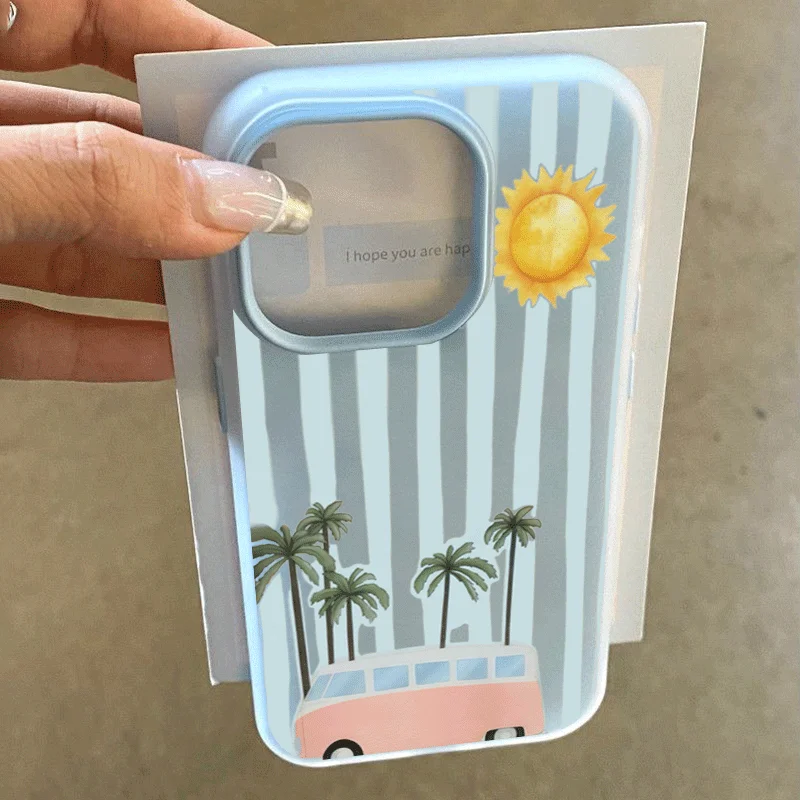 Coconut Tree Car Stripes Phone Case For Samsung Galaxy S26 S25 Ultra S24 S23 S22 S21 Plus FE A56 A55 A36 A35 A34A54 A37  Cover