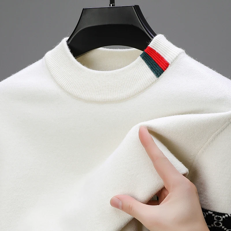 

Luxury brand fashion jacquard men's sweater knitted round neck pullover high-end comfort new style skin friendly soft casual top