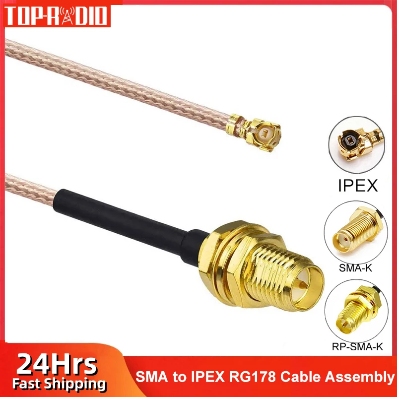 PR-SMA to IPEX RG178 SMA Male to uFL/u.FL/IPX/IPEX-1 SMA Female Adapter RF Coaxial Pigtail WIFI Antenna Extension Cable