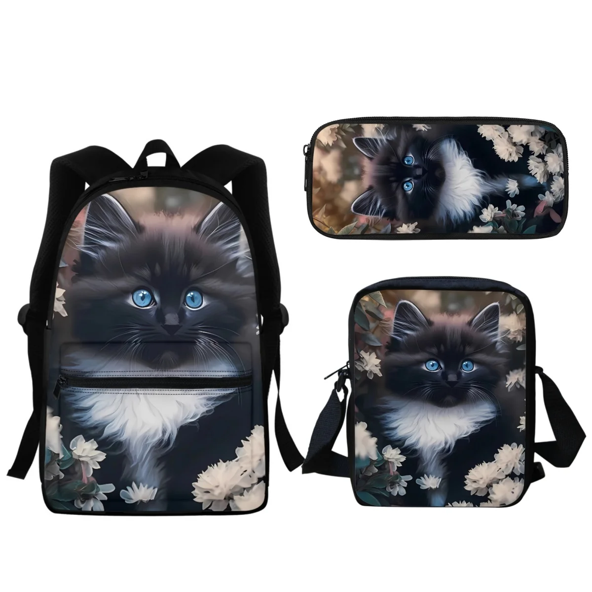 3pc/set Cute Cat Printing School Bags for Kids Primary Schoolbag Children Shoulder Bookbags Teenagers Boys Girls Satchel 2023