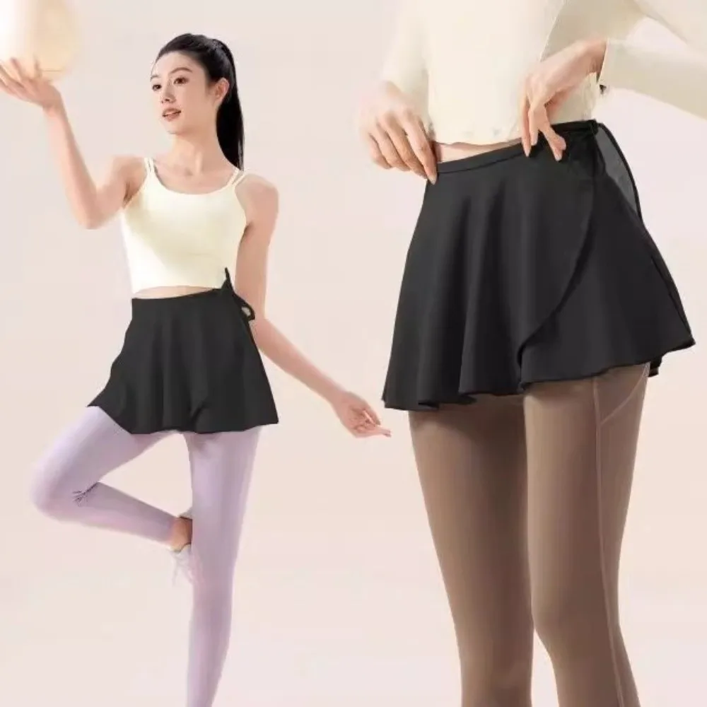 New Ice Silk Yoga Short Skirt Adjustable Quick Dry Gym Workout Curtain One-piece Casual Wrap Fitness Skirt Prevent Awkward