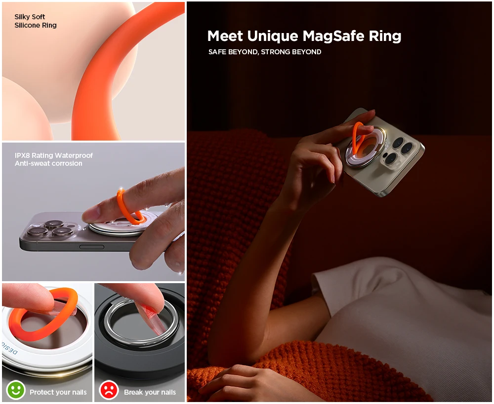 Joyroom Magnetischer Ring-Telefonhalter, Silikon, weicher Ständer, magnetischer Handy-Griffhalter, Ständer für iPhone 16, 15, 14, 13, 12 Pro Max – Detail 4