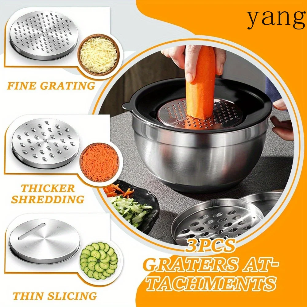 17pcs, Stainless Steel Mixing Bowl Set Mixing Bowls With Lids Grater Attachment, Non-Slip Kitchen Gadget Set, Mixing And Serving