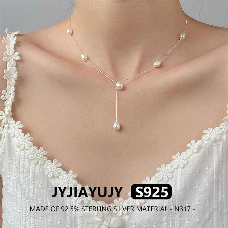

JYJIAYUJY 100% Whole Original Sterling Silver S925 Pendant Necklace With Pearl Tassel Fashion For Woman Jewelry Gift Use N317