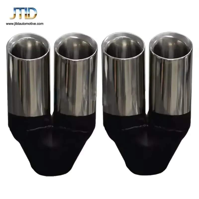 JTLD New Style Stainless Steel Car Dual Outlets Mirror Polished Straight Cut Muffler Exhaust Tip