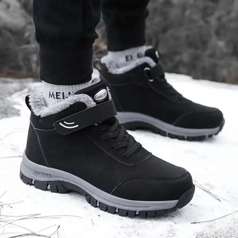 Winter new men's cold resistant warm thick snow boots simple comfortable anti slip wear-resistant soft soled hiking shoes view 2