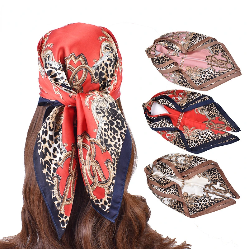 

Summer New Fashion Retro Leopard Pattern Chain Print 70 Square Scarf Luxury Replica Brands Trending Products 2024 Printed Hijab