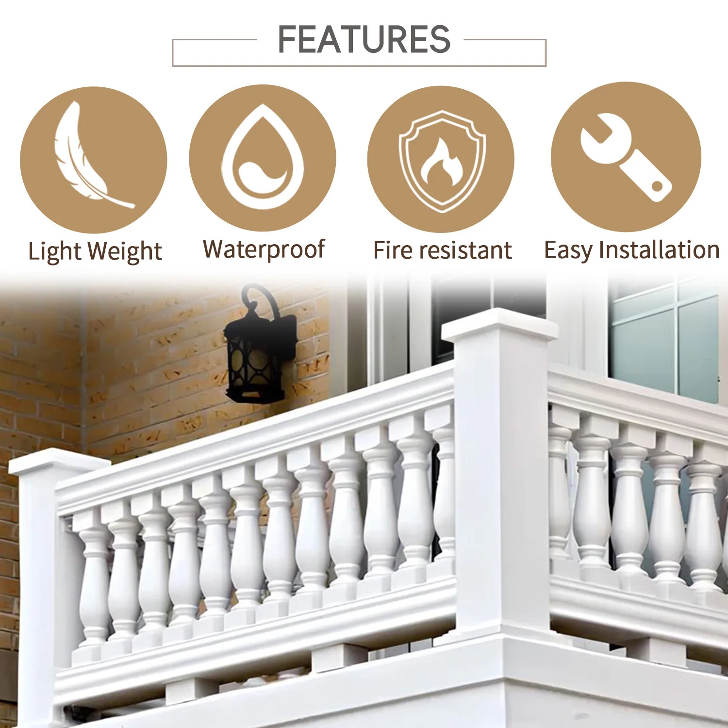 PU marble balcony column stone guardrail Roman column Villa courtyard, stone railing Vase column Home improvement guardrail rod