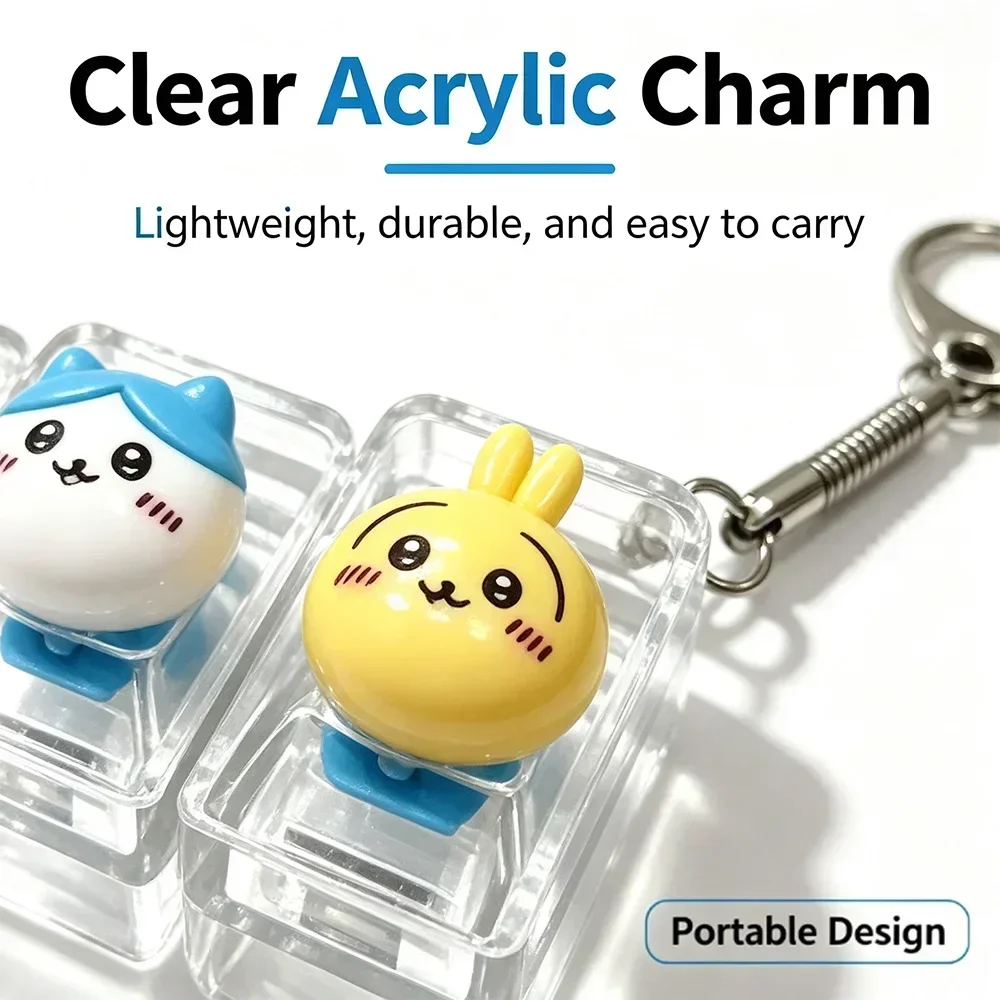 #NEW Chiikawa 26-Key Fidget Keychain Caps Clicker 4 Keys Light Up Pendant Cute Hachiware Usagi Stress Relief Toy Bag Charm Gift view 3