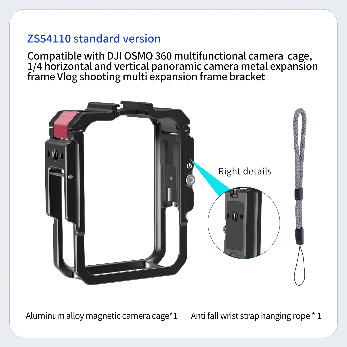 Schnellverschluss-Magnethalterung für Kamera-Käfig-Erweiterung für DJI Osmo 360 Ⅰ Ⅱ Neuer Panorama-Schutzrahmen Motorrad-Stativhalterung – Detail 24