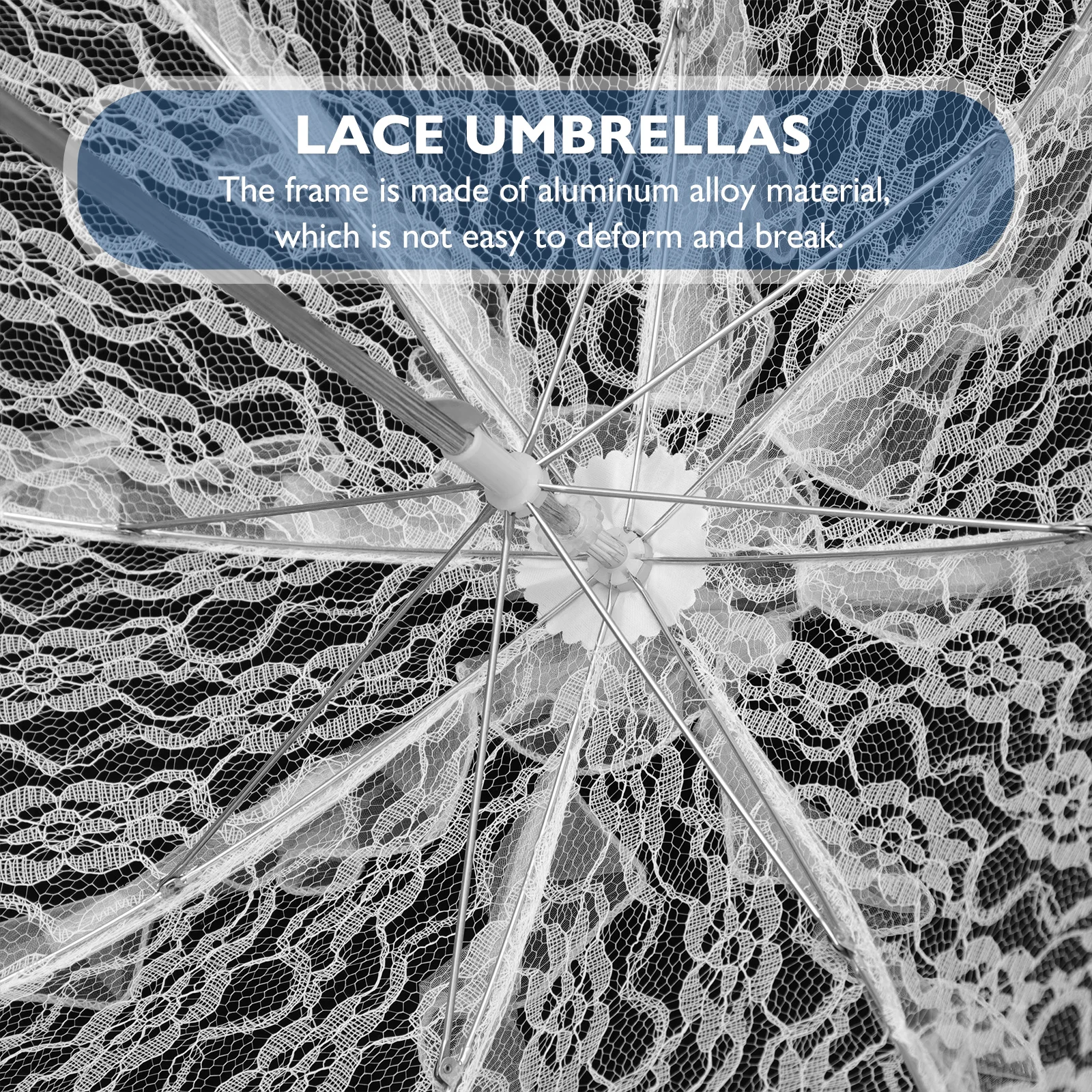 

1Pcs Bridal Lace Umbrella Aluminum Alloy Frame Comfortable Hand Feeling Wedding Photo Prop Stage Performance Parasol