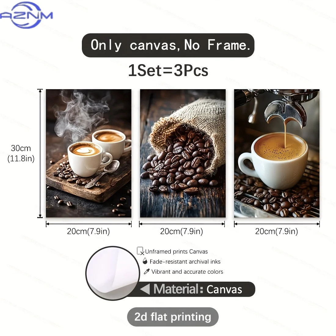 2d flat 3pcs/set Simple and stylish modern coffee photo wall art canvas print, artistic modern aesthetic decoration, suitable f