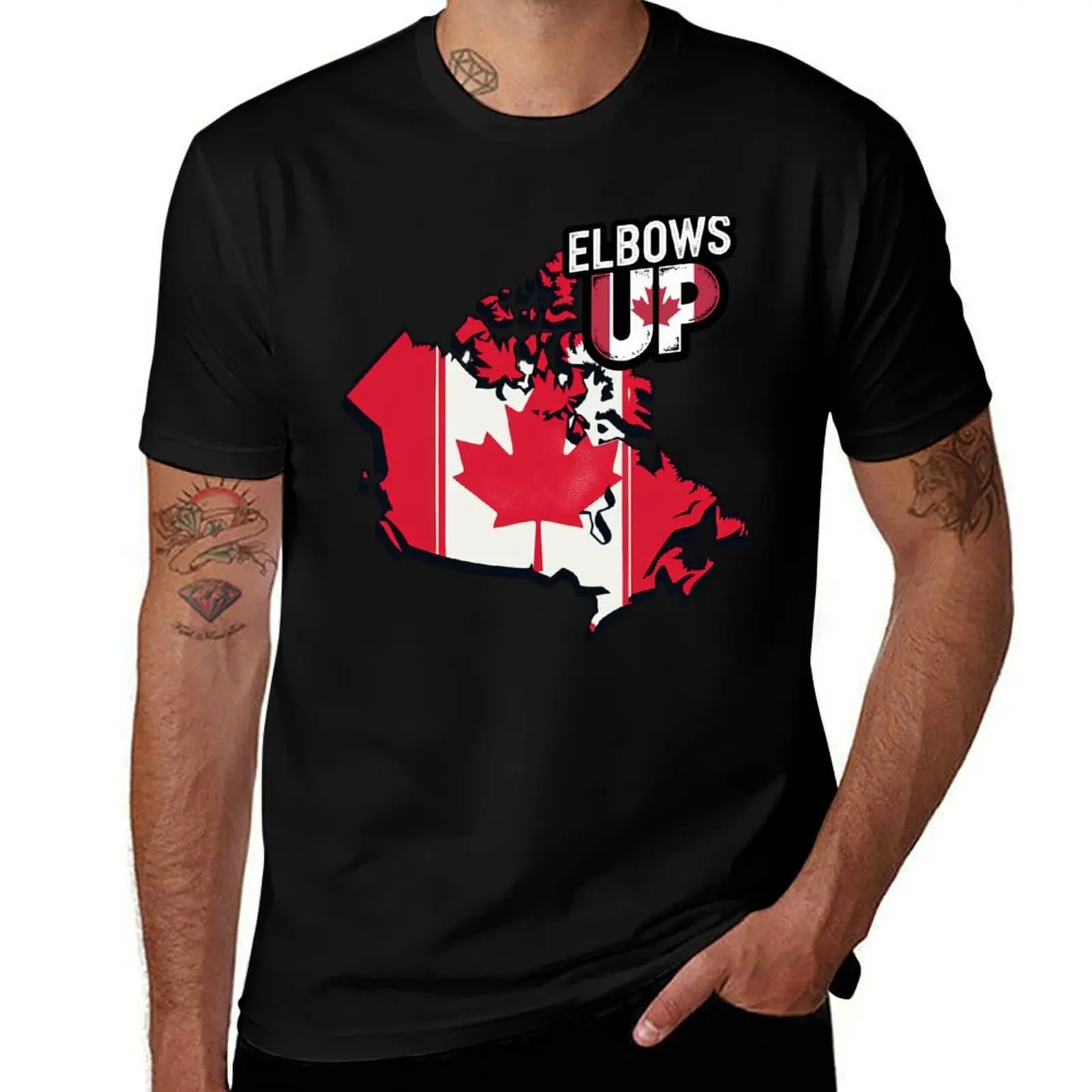Canadian Map with ‘Elbows Up’ Phrase – National Colors Design T-Shirt Holiday Outdoor T-Shirt