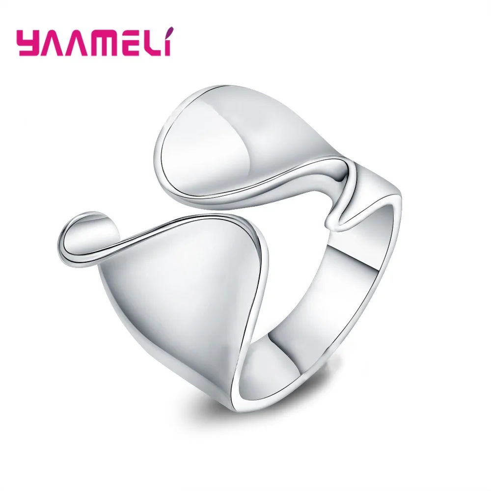 Luxury Statment Ring for Men Women Smooth 925 Sterling Silver Opening Wide Band Adjustable High Quality Gift Jewelry