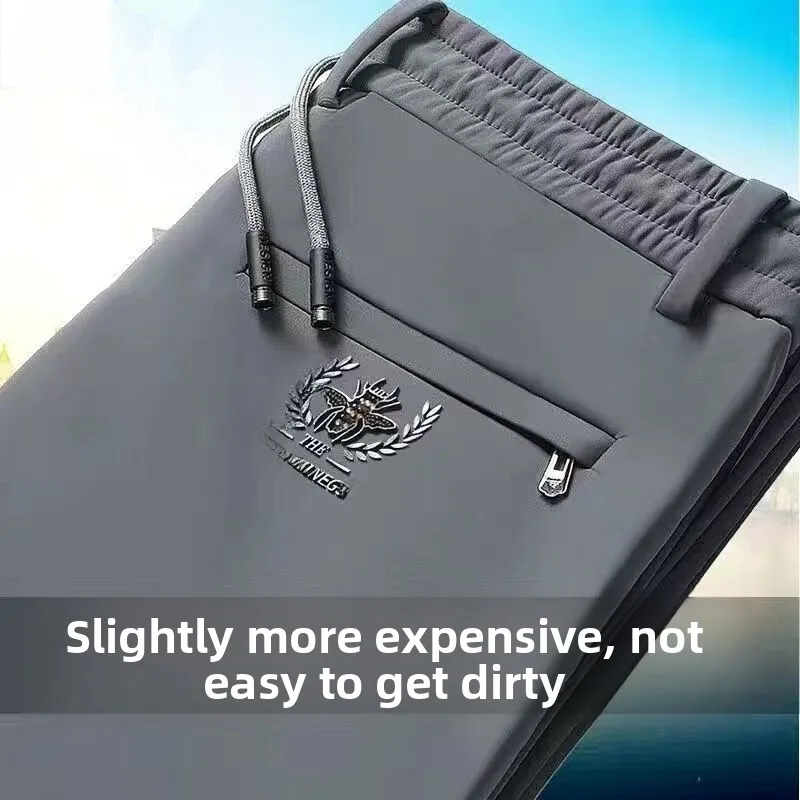 

Men's Fce Lined Straight Leg Casual Pants Loose Fit Comfortable Outerwear Trousers for Autumn Winter Dad Sle Trendy Brand