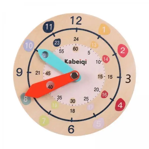 Educational Wooden Clock Plaything Kids Time Teaching Toy Mechanical Clock Kit for Home School