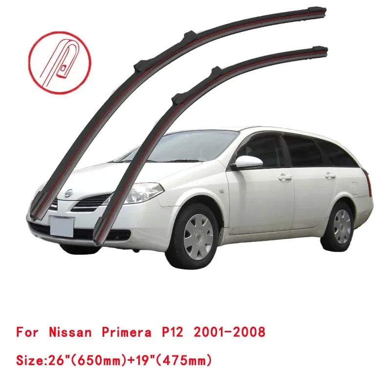 For Nissan Primera P11 P12 1996-2008 Car Windshield Wiper Blade Front Windscreen Brushes Washer Accessories Window Cleaning