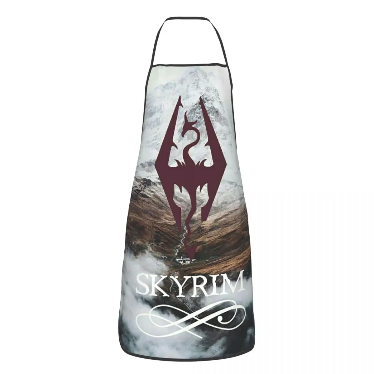 Skyrim Dragon Emblem Game Logo Apron Chef Cooking Tablier Sleeveless Bib Kitchen Cleaning Pinafore for Women Men Painting