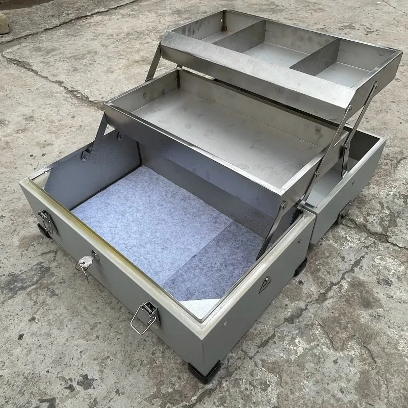 Stainless Steel Tool Case  Large Capacity Tool Storage Cases  Handheld Hardware Tools Organizer Box Dustproof Tools Suitcase