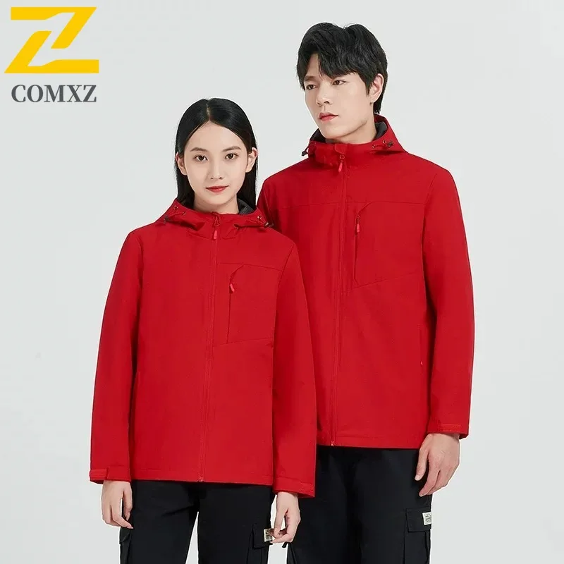 سترة COMXZ لراكبي الدراجات النارية بقلنسوة سميكة ودافئة للتسلق والتخييم معطف واق من المطر مغامرة متعددة الجيوب مقاومة للخدش ملابس خارجية للرجال #1