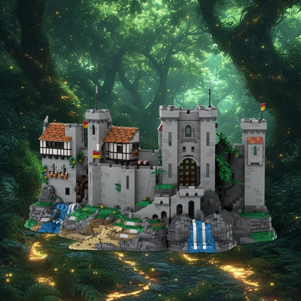 

MOC Medieval Lion Knight's Castle Model Building Blocks Kingdom Castle Soldier Defense Tower Architecture Bricks Toy Gift