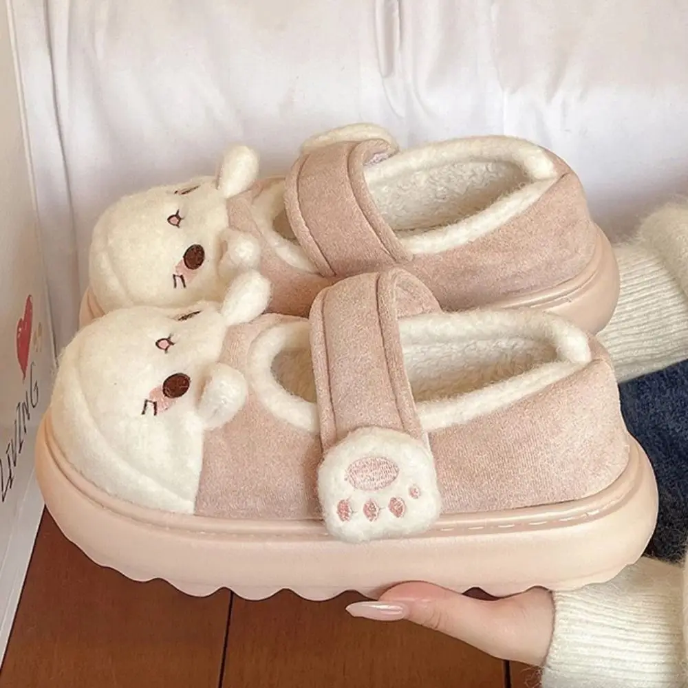 لطيف الكرتون القط باو أحذية Kawaii المضادة للانزلاق سميكة النعال الدافئة سميكة وحيد Homewear أفخم الطابق أحذية الفتيات