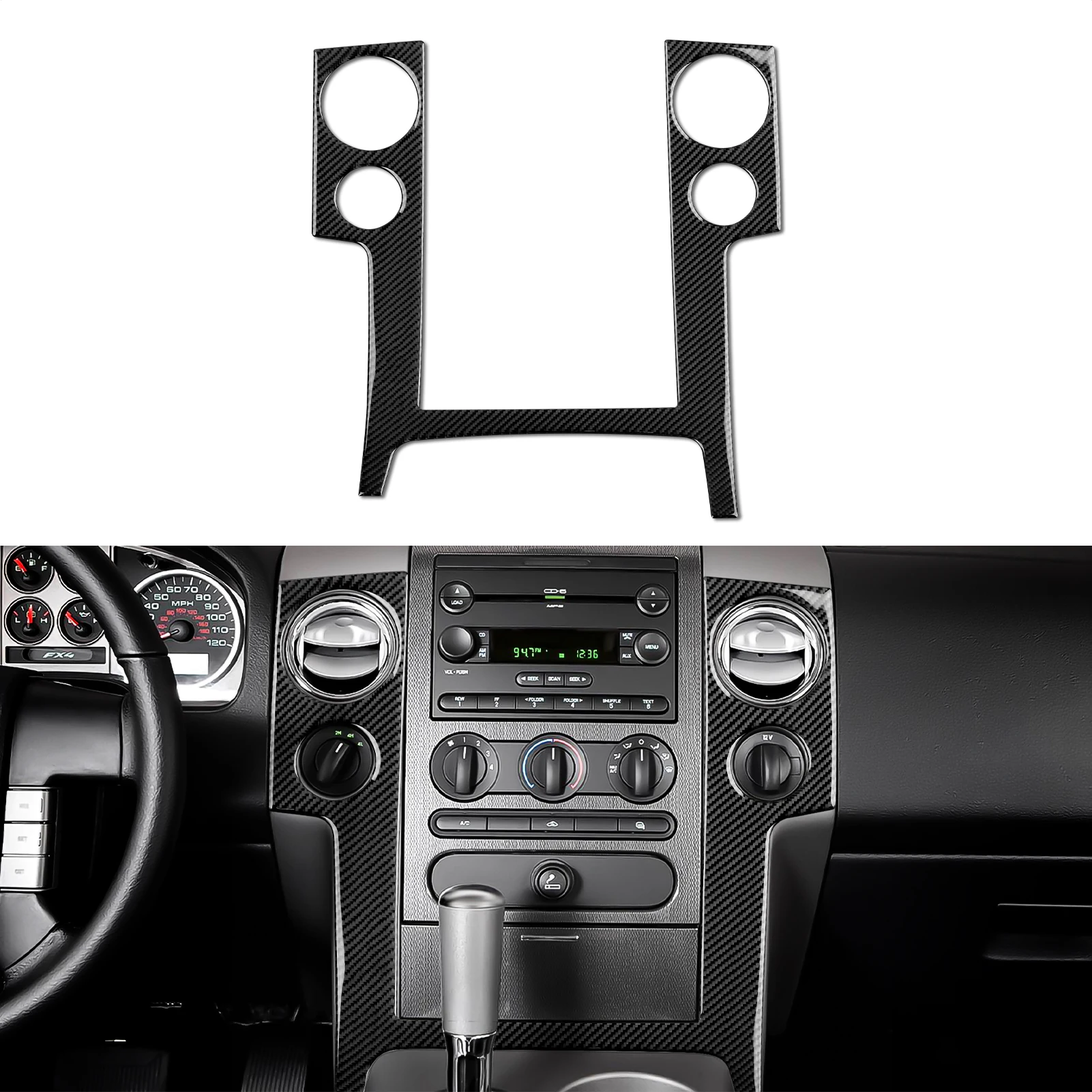 

Carbon Fiber Car CD Central Control Air Vent Outlet Sticker for Ford F150 (2004-2008) Lincoln Mark LT (2005-2008) Accessories