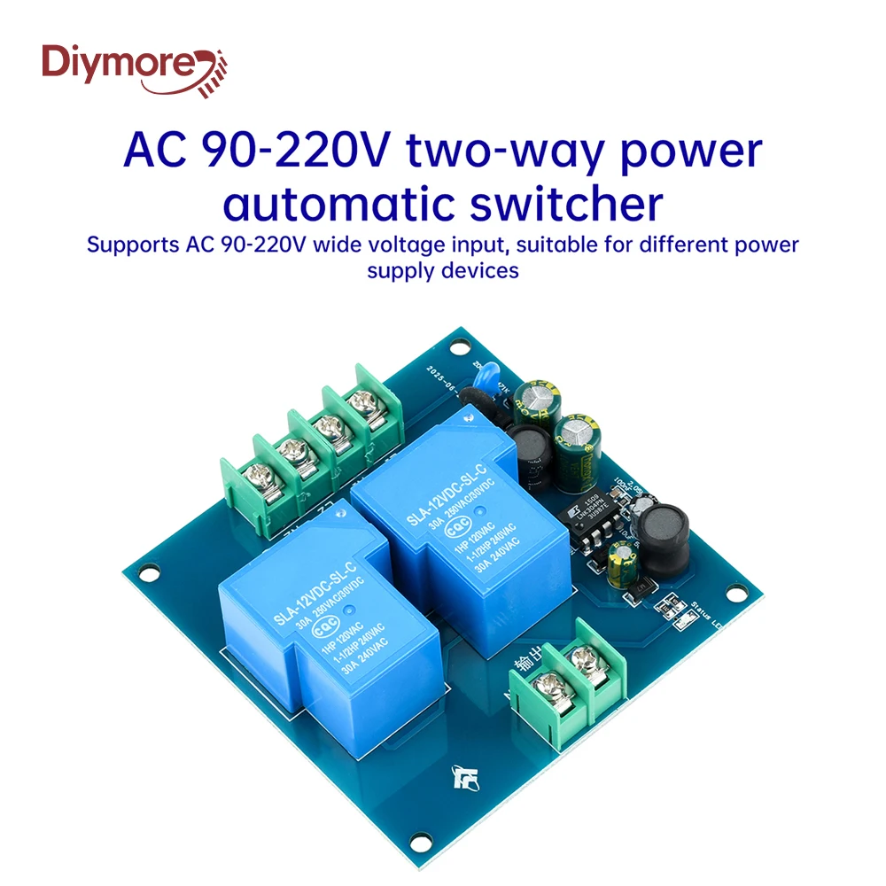 AC 90-220V 2 Way Power Automatic Switcher 30A Dual Power Supply 2 in 1 Out Power Outage Conversion Module Emergency Disconnector