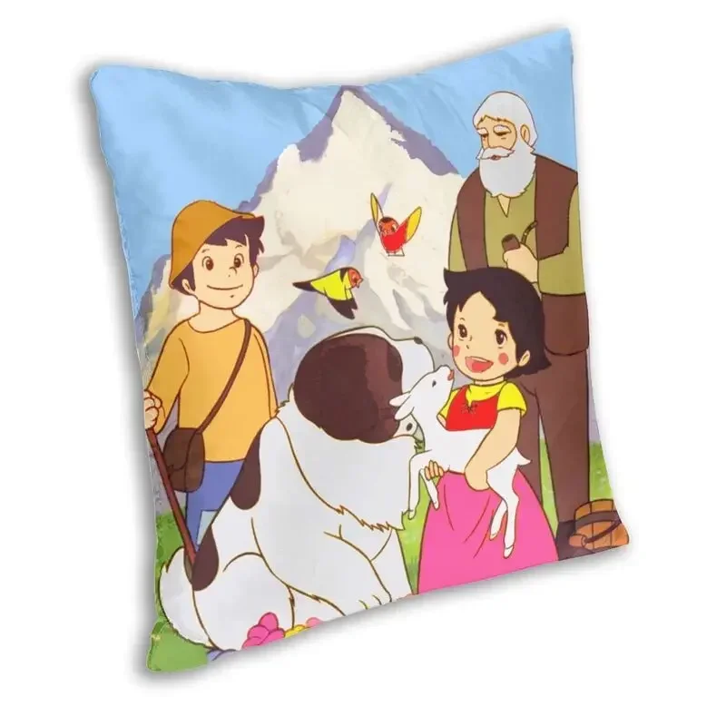 Heidi Peter And Grandpa Alps Goat Mountain Cushion Cover 40x40 Home Decor Cartoon Movie Throw Pillow For Living Room Double Side