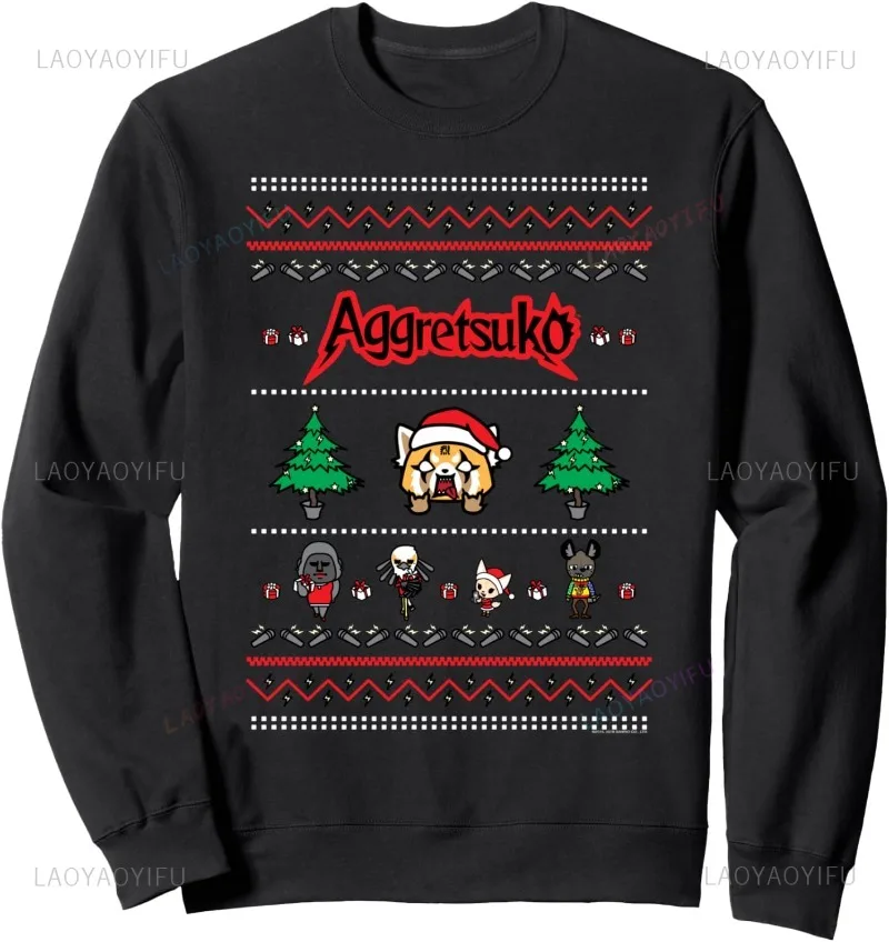

Aggretsuko Ugly Christmas Sweater Rage Sweatshirt Sweatshirt Ugly Christmas Sweatshirt Skeleton Bone Hoodie Thermal Shirt