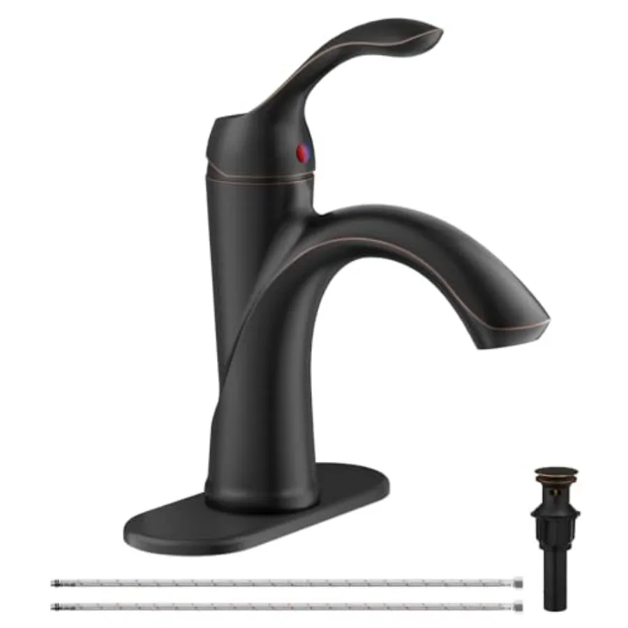 

Bathroom Sink Faucet 1 Hole Single Handle Bathroom Faucets Farmhouse RV Lavatory Vanity with Pop Up Drain Parts with Overflow