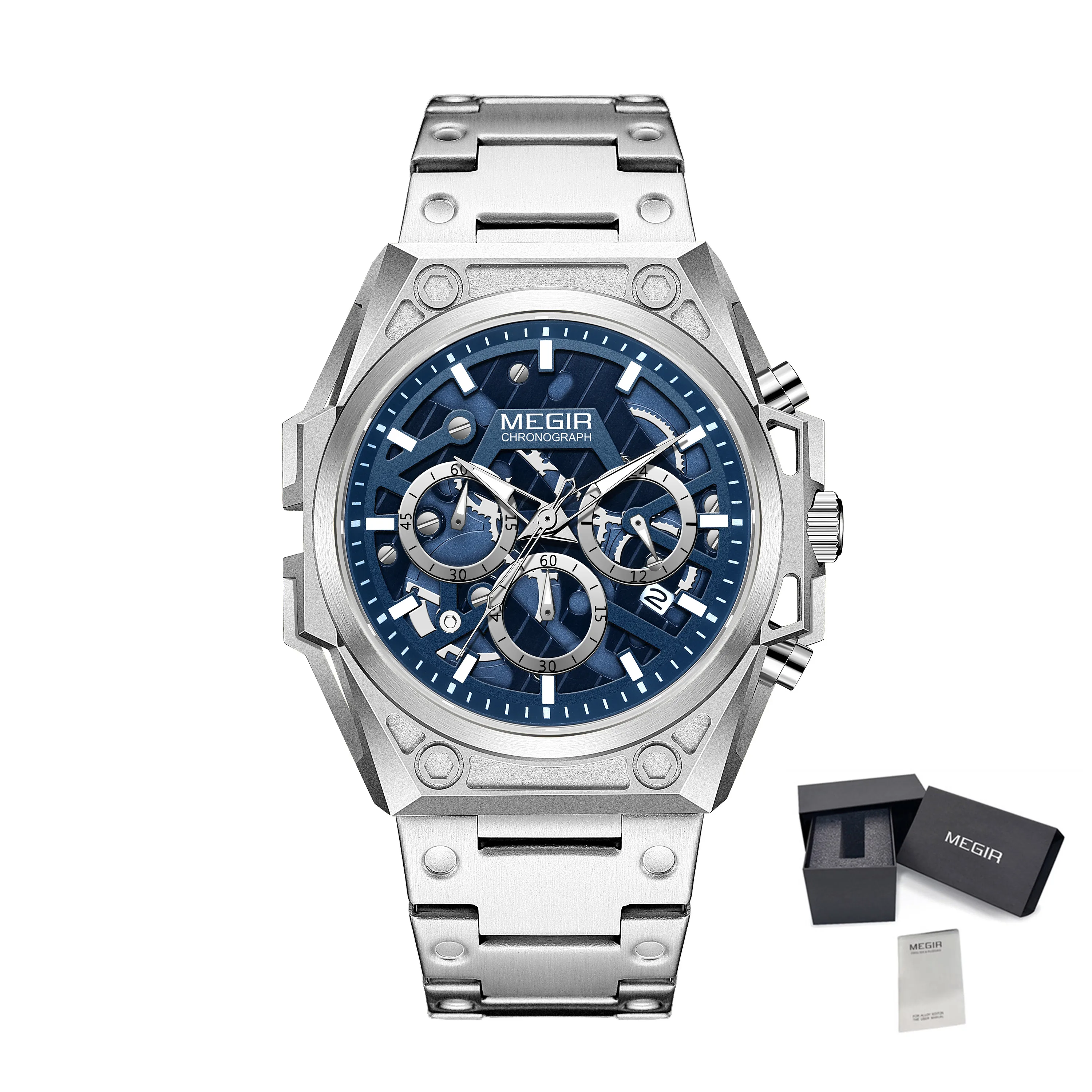 MEGIR Fashion Men Watches Luxury Quartz Business Casual Wristwatch Waterproof Luminous Steel Bracelet Chronograph Clock 4220