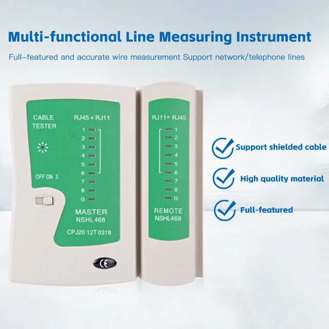 Tester kabli sieciowych RJ45 Tester kabli Ethernet Narzędzie testowe Lan dla kabli LAN Cat5 Cat6 CAT7 8P 6P i kabli telefonicznych RJ11