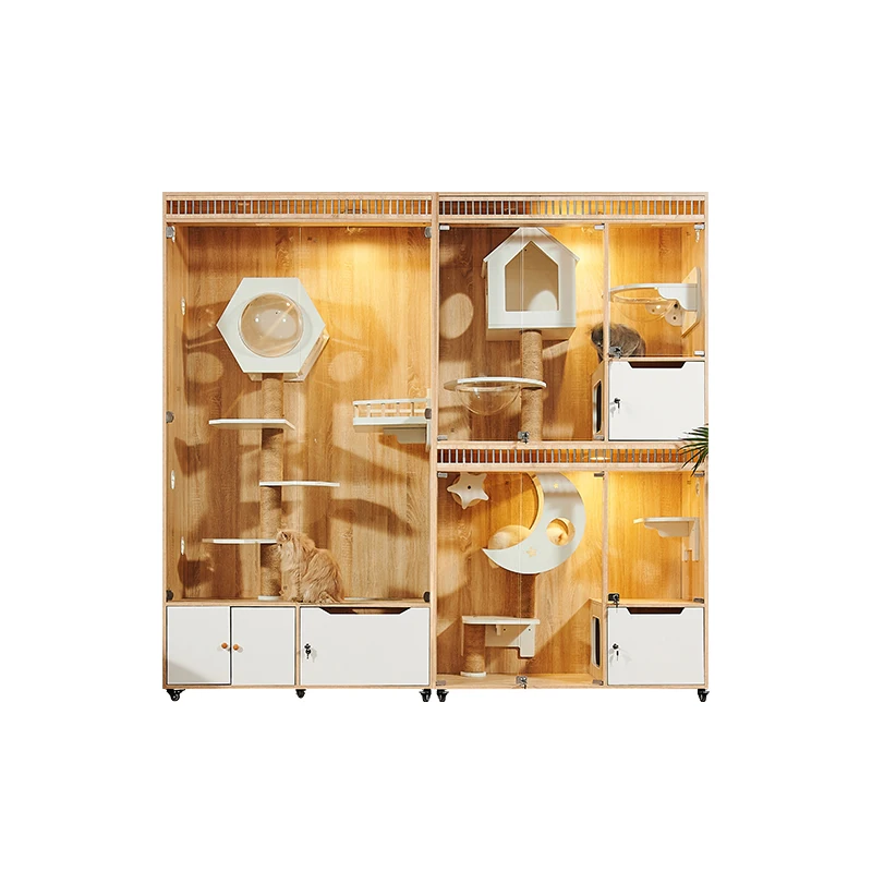 

TTCabinet Cat Villa Клетка из цельного дерева Шкаф для разведения Индивидуальный зоомагазин Домашний дисплей Кошачье гнездо Кошачий кофе