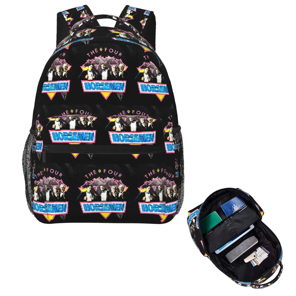WCW Four 4 Horsemen Wrestling Legends Logo Student Backpack School Bag Hiking Travel Daypack for Boys Girls Bookbag Shoulder Bag