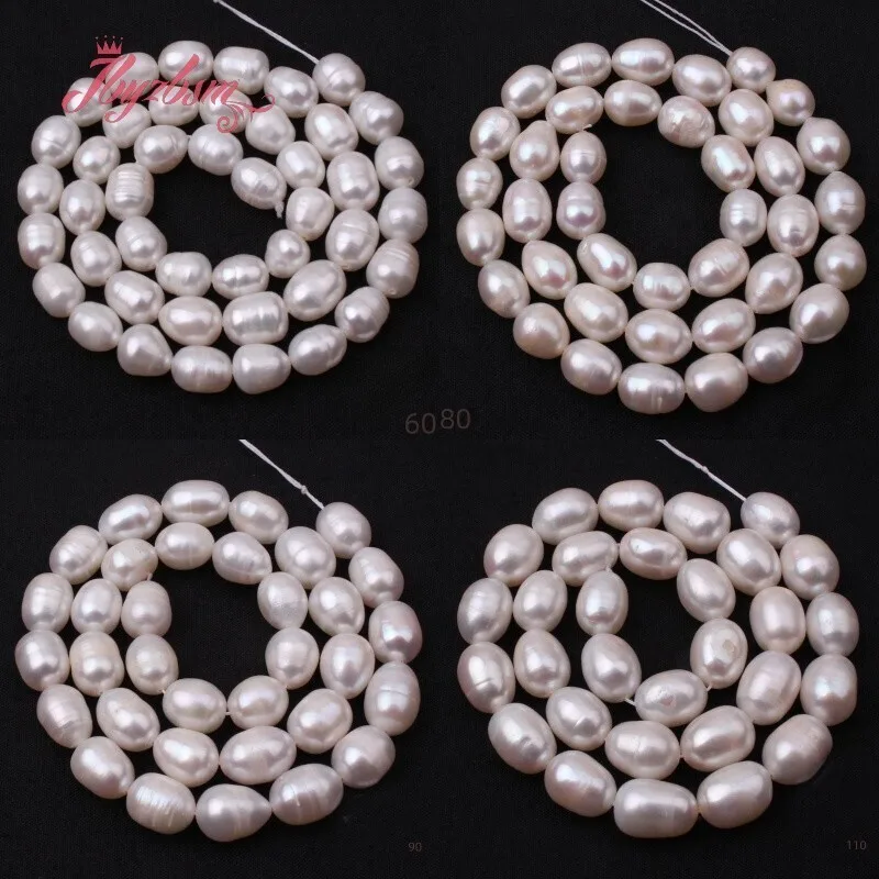 Natural White Freshwater Pearl Oval Shape Stone Beads For Necklace Bracelet DIY Jewelry Making Loose Strand 15 Inches