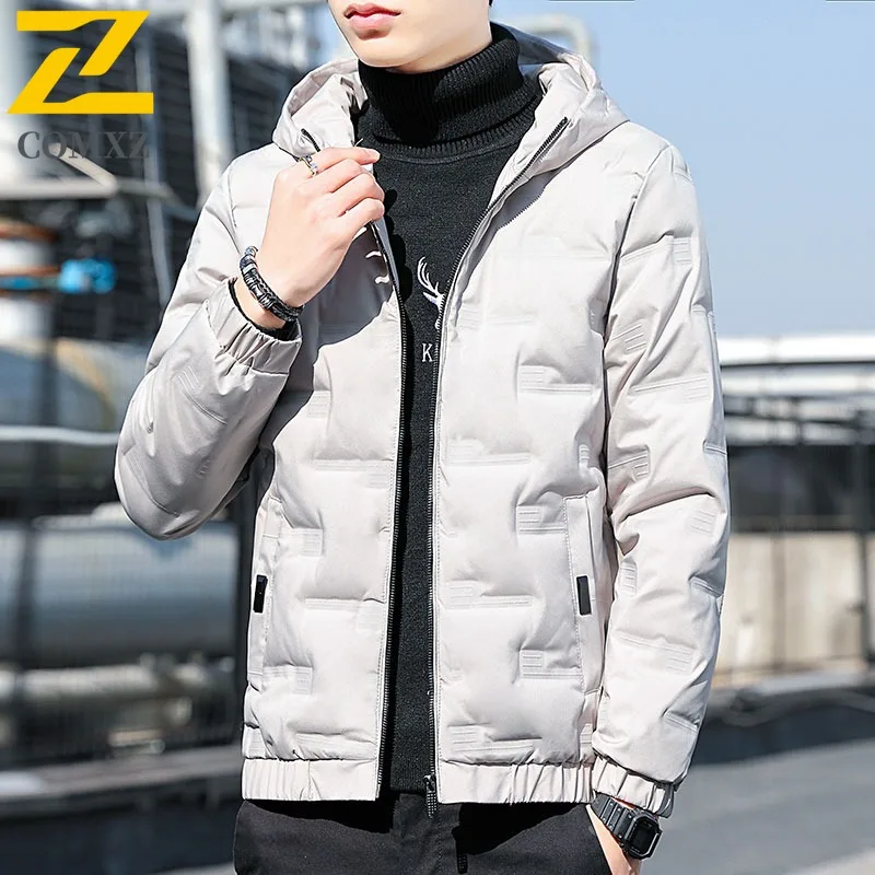 COMXZ 2025 Men Outdoor Sports Cotton Jacket  Autumn Winter Korean Style Hooded Waterproof Windproof Warm Fashion Leisure Coat