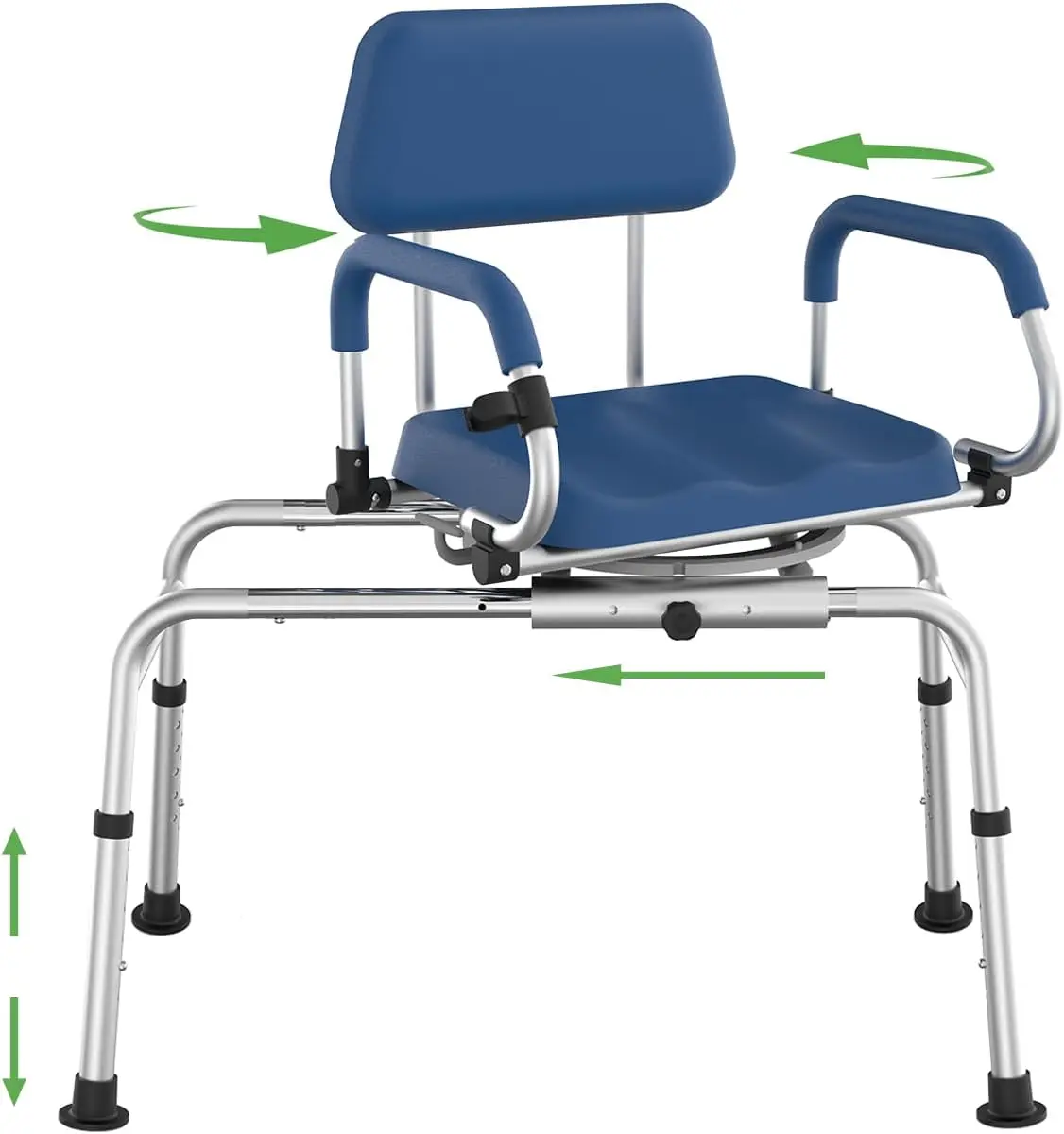 

Регулируемое поворотное кресло для душа с мягким сиденьем, спинкой и откидными подлокотниками для пожилых людей и людей с ограниченными возможностями, выдерживает до 350 фунтов.